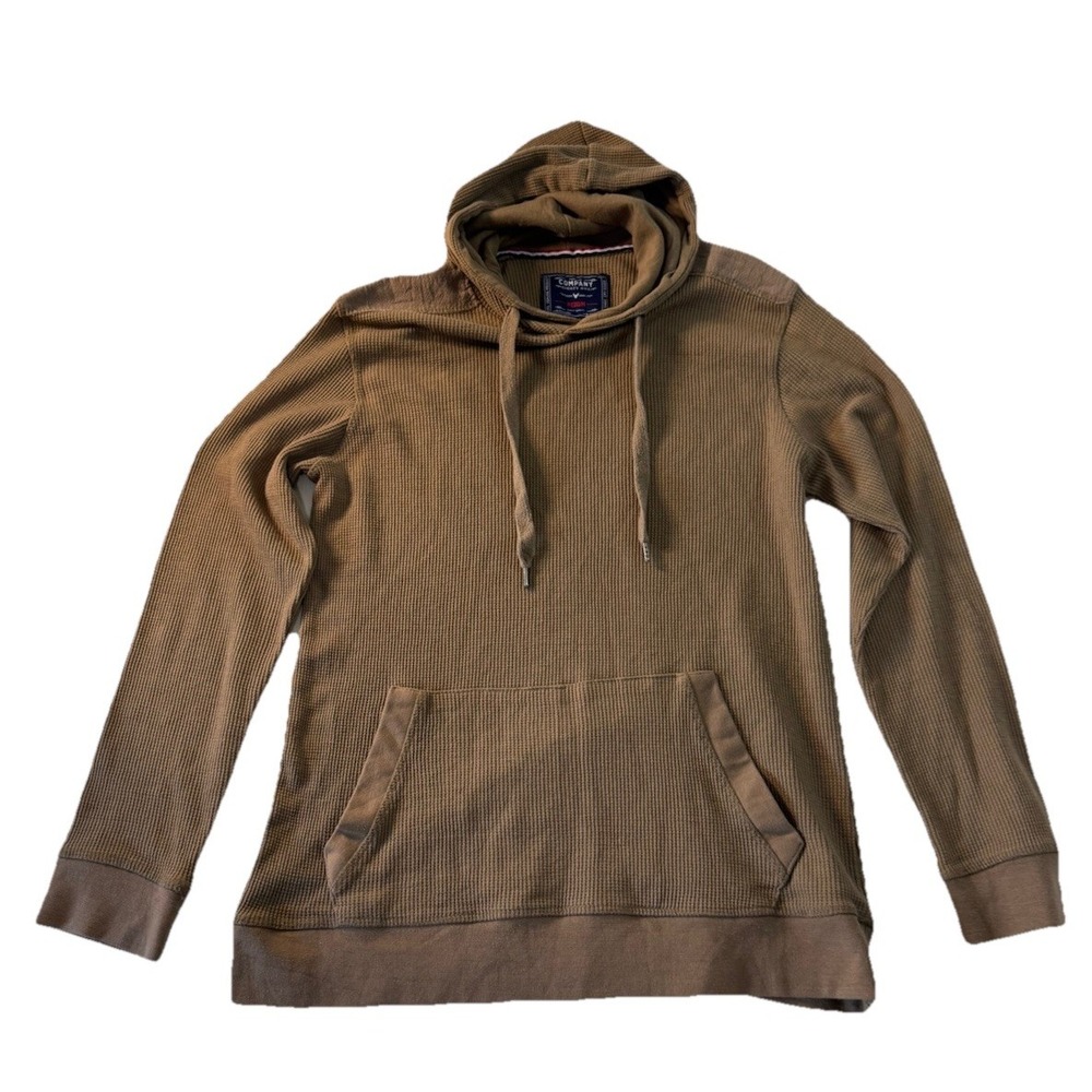 Company Eighty One Brown Knit Pullover Hoodie Crew Neck Pockets Men's Size M